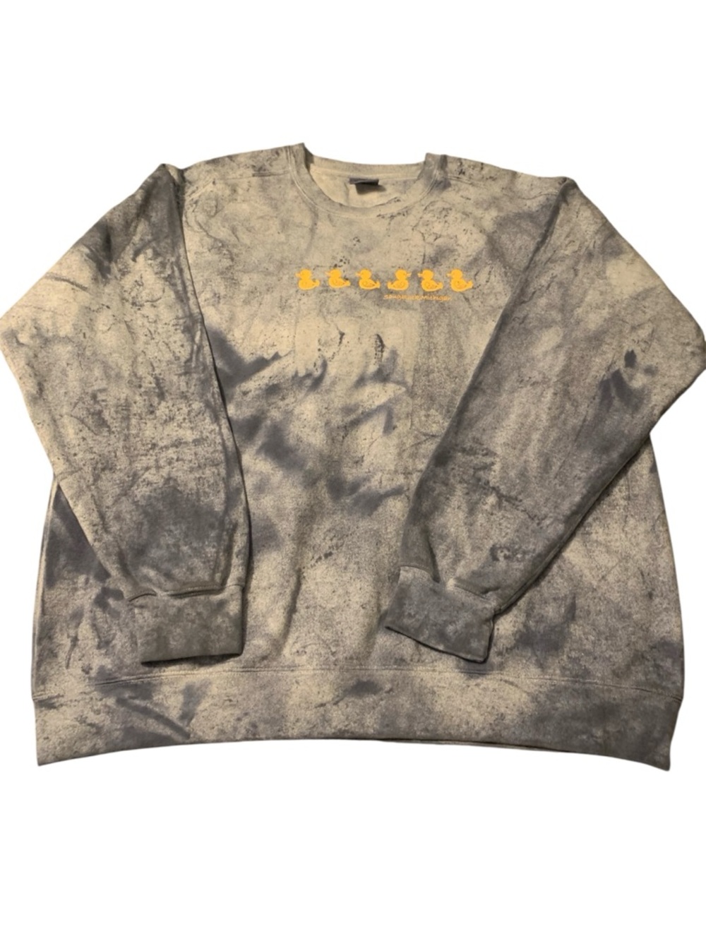 Men's Blue/Gray Tie-Dye Duck Graphic Crewneck Sweatshirt, size XL - Saugatuck MI